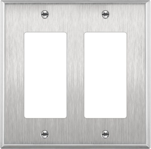 2 Gang Stainless Steel Decorator Switch or Receptacle Outlet Cover