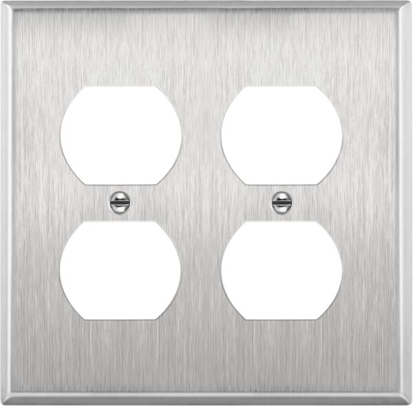 2 Gang Stainless Steel Duplex Receptacle Cover